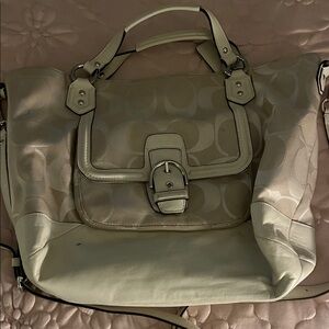 Coach Cream and Tan Satchel